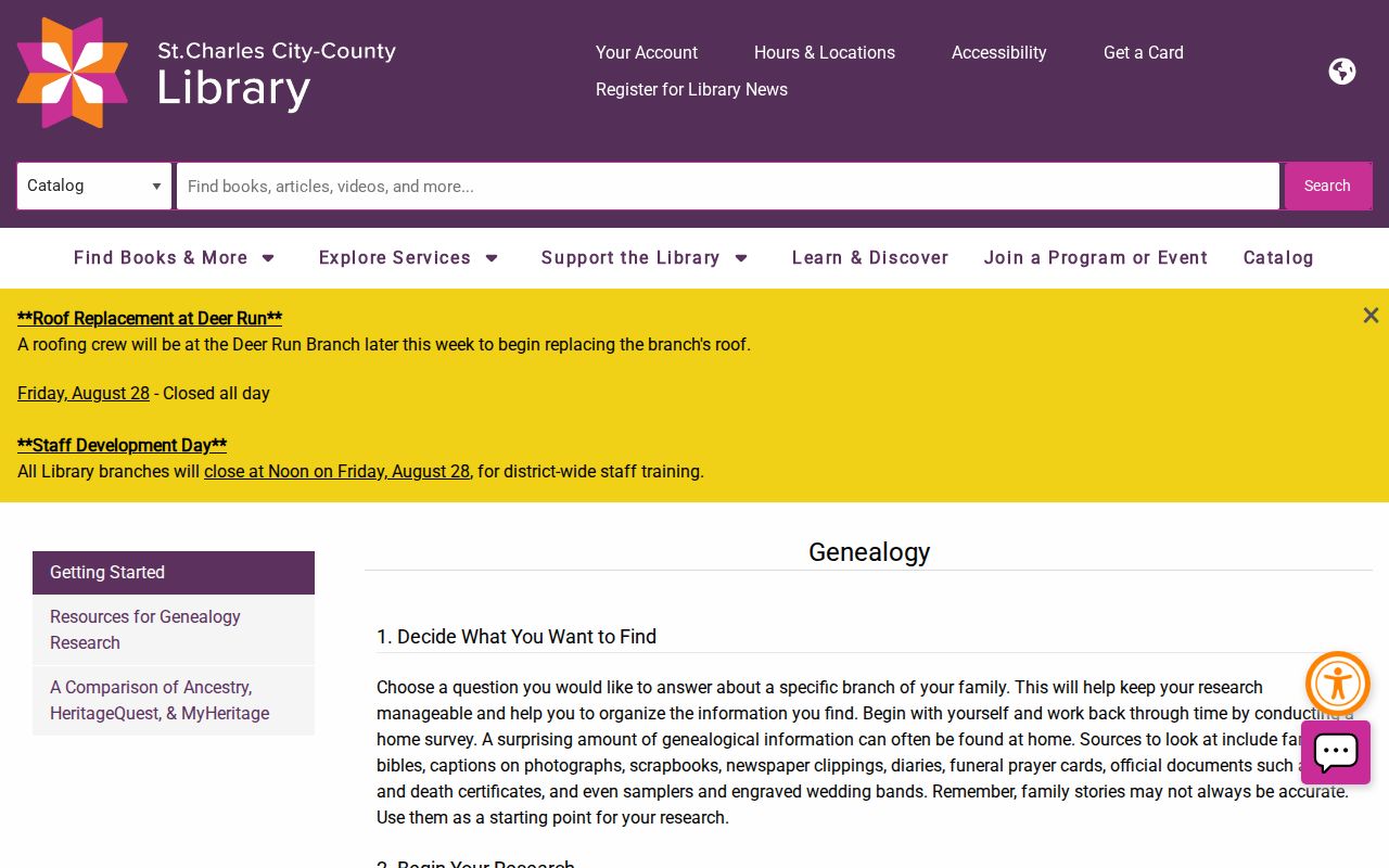 St. Charles city directory research at the St. Charles County Library genealogy collection