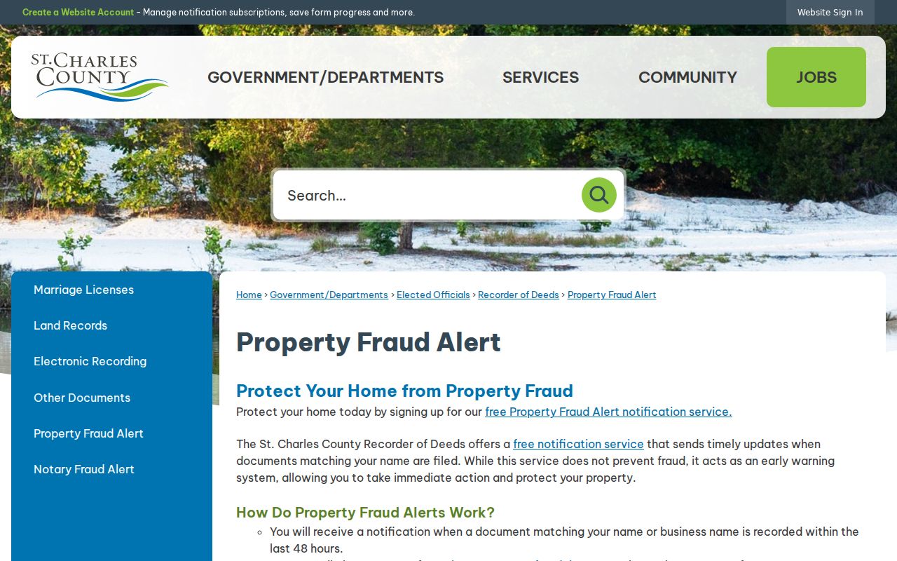 St. Charles residents directory property fraud alert information
