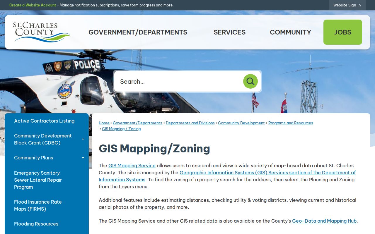 St. Charles neighbors county GIS mapping gateway
