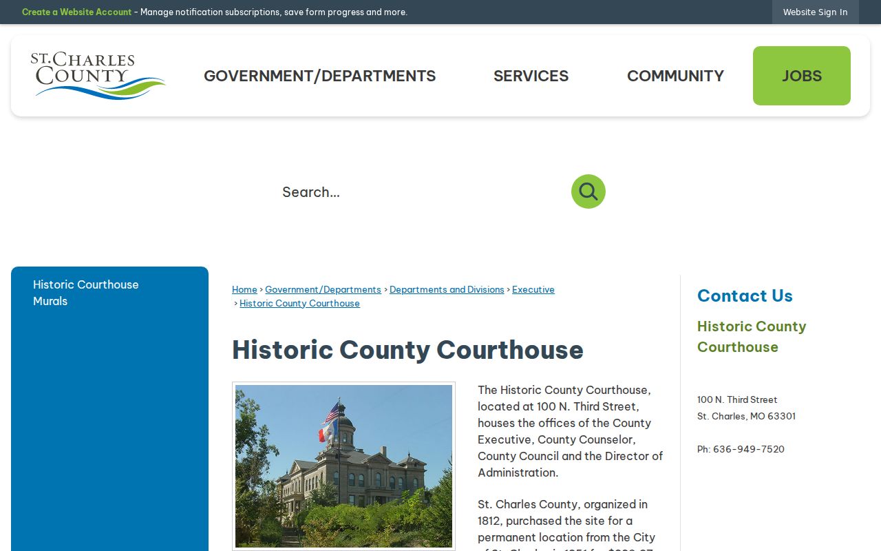 St. Charles previous residents Historic County Courthouse records context