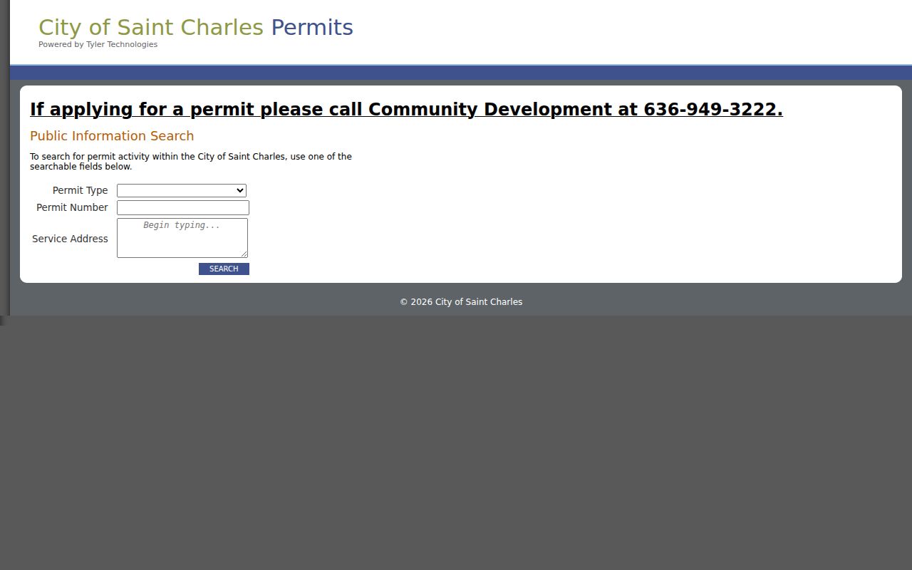St. Charles street directory permit search by service address