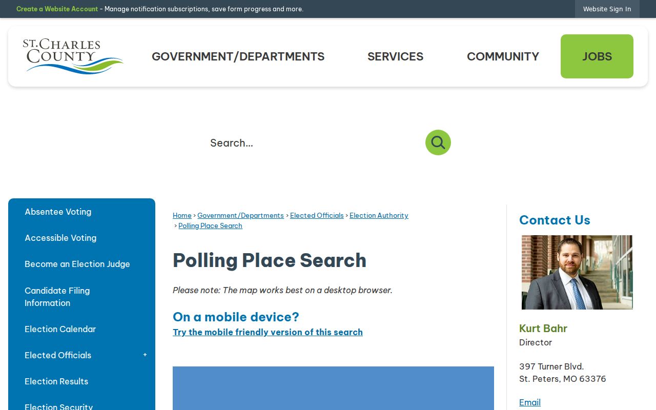St. Charles ZIP polling-place search route